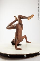 Underwear Gymnastic poses Man Black Athletic Black Dancing Dreadlocks Dynamic poses Academic